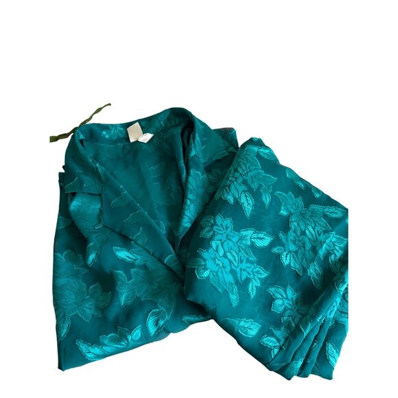 Victorias Secret Gold Label Womens Emerald Green  Floral Sheer Pajamas Set VTG - Picture 1 of 12